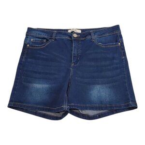 H&H by Harmony & Havoc SZ 14 Distressed Dark Wash Blue Denim Jean Shorts